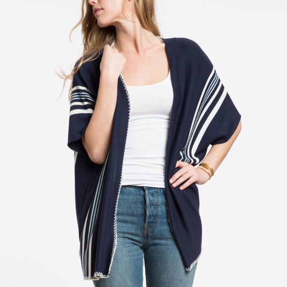 Marine Layer Sweaters - NWOT: Marine Layer - Cameron Poncho (NAVY/CREAM)
